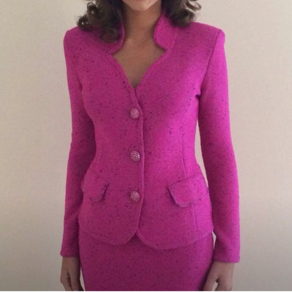 Chic Fuchsia Women's Blazer + Skirt